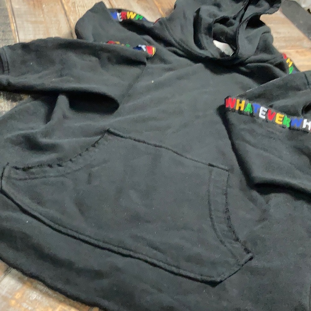 Zara Kids “whatever” hoodie in black. Front pocket - Picture 1 of 4